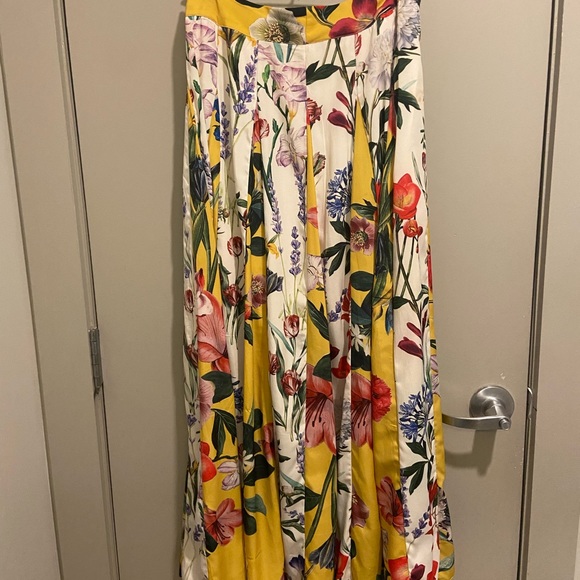 Rococo Sand Anthropologie Yellow Floral Pleated Skirt - Picture 4 of 5